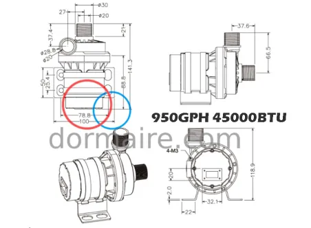 Bomba aire acondicionado barco dimensiones 950GPH
