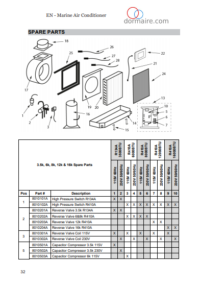 spare parts marine aircon