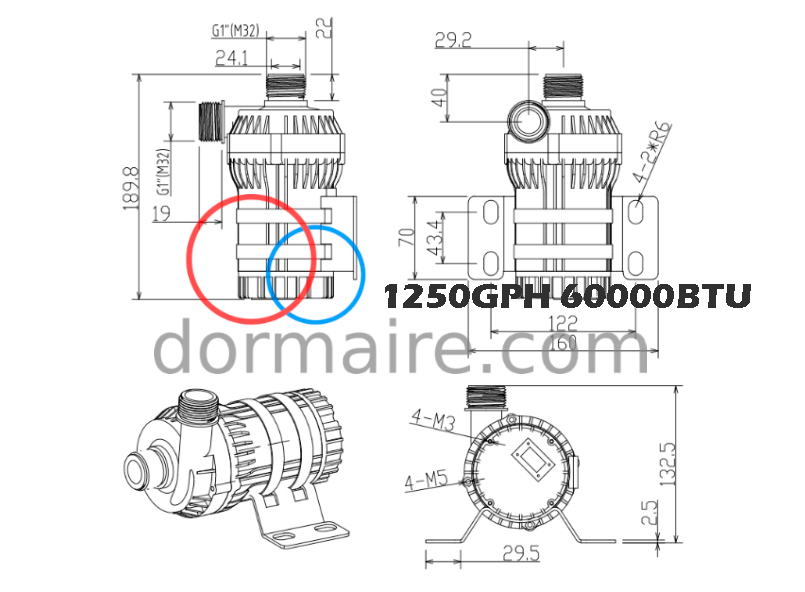 dimensions pump 1250GPH
