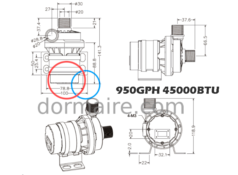 dimensions pompe 950GPH
